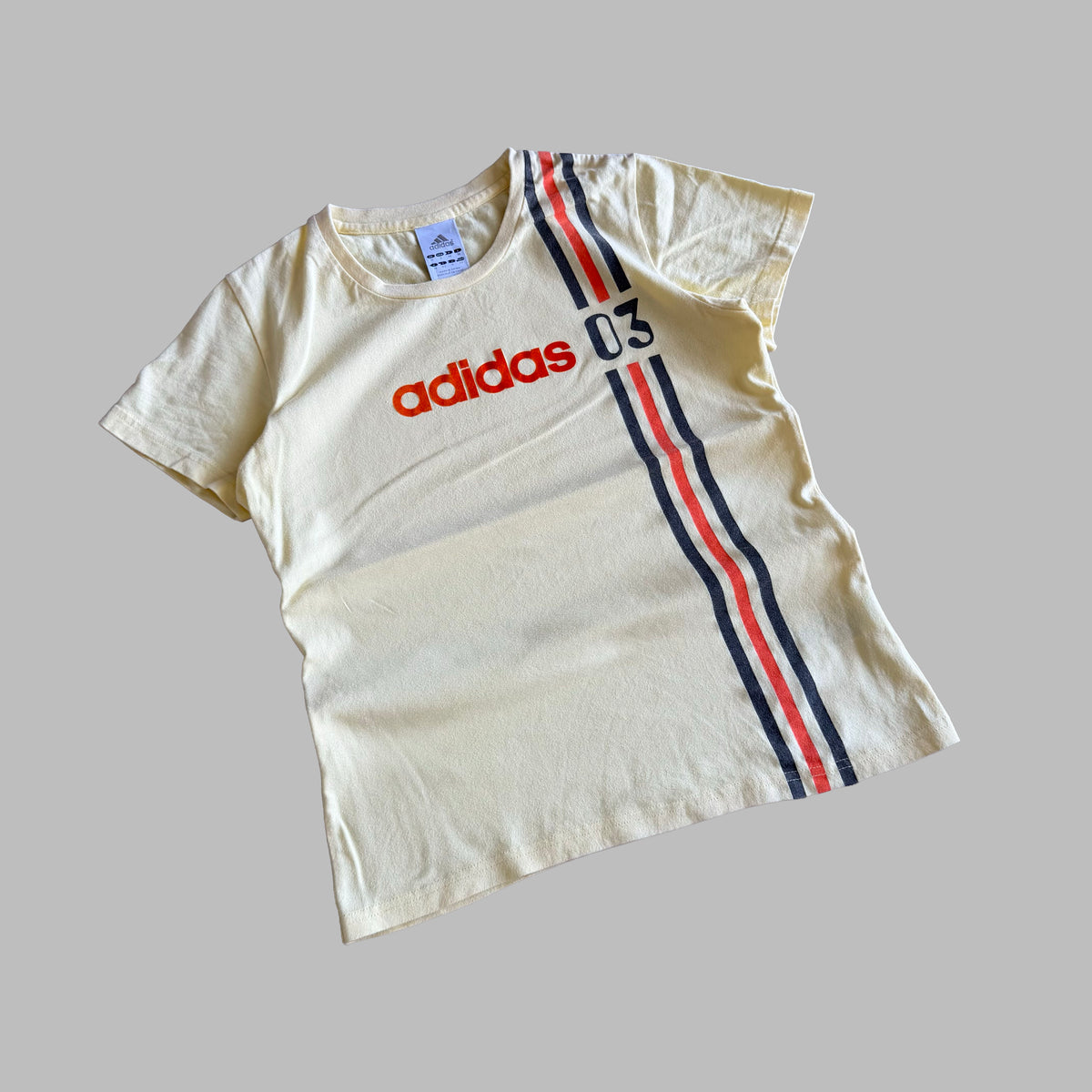 Y2K Adidas Spell Out Three Stripe Baby Tee - S