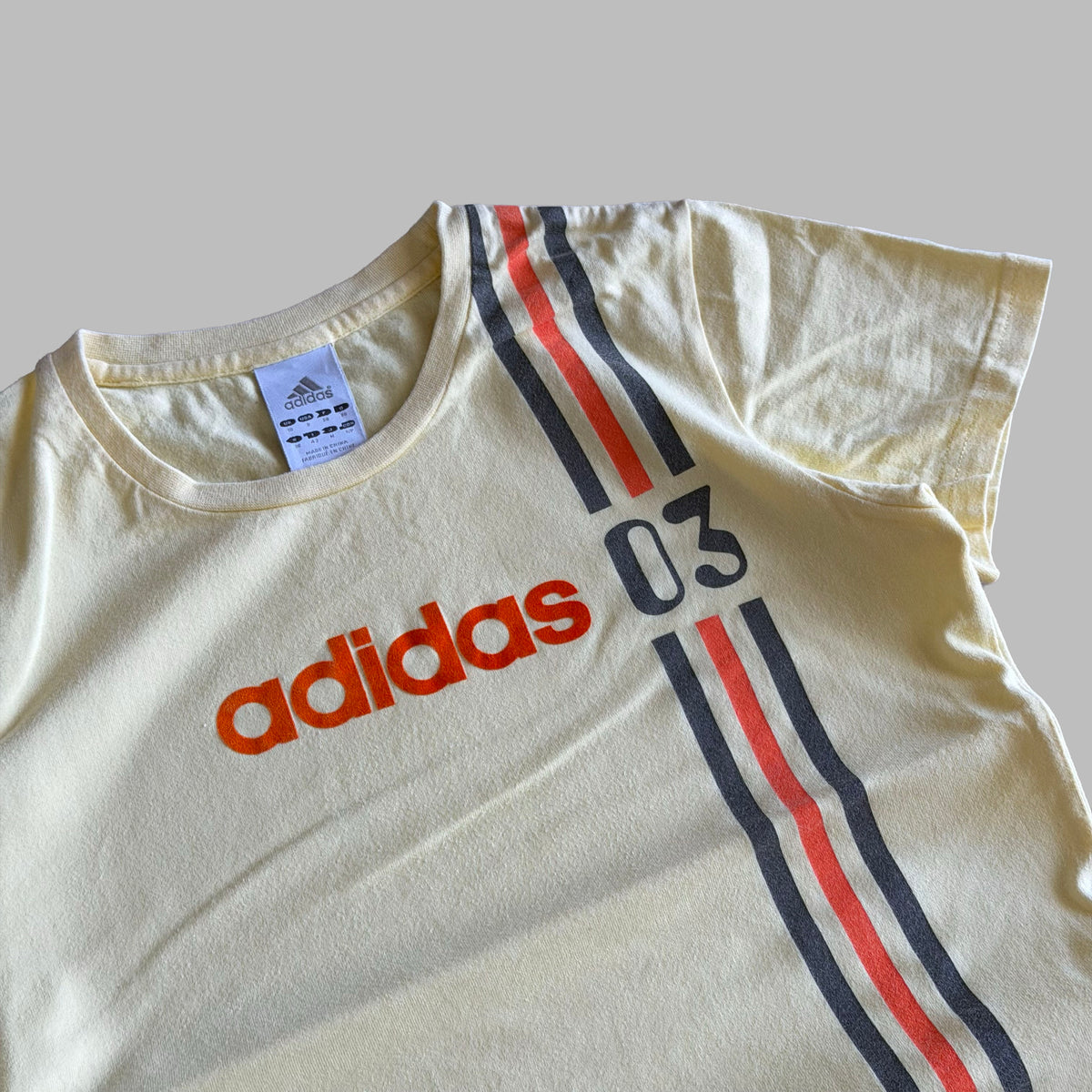 Y2K Adidas Spell Out Three Stripe Baby Tee - S