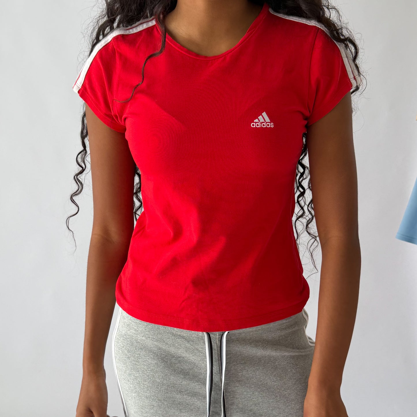 Y2K Adidas Three Stripe Synched Baby Tee - M/L