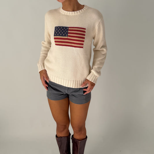 Y2K Polo Ralph Lauren Classic Flag Knit - M