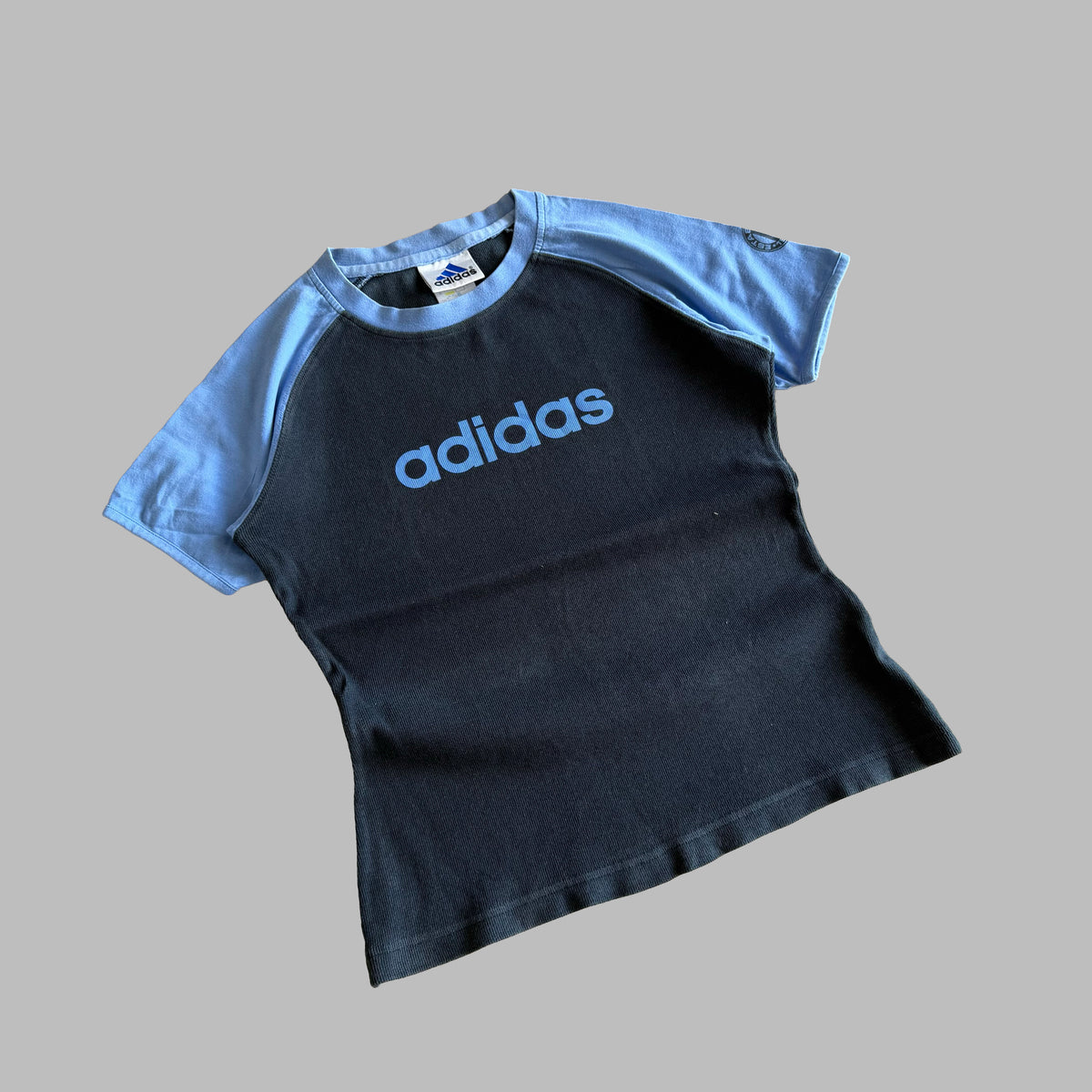 Y2K Adidas Spell Out Raglan Baby Tee - S