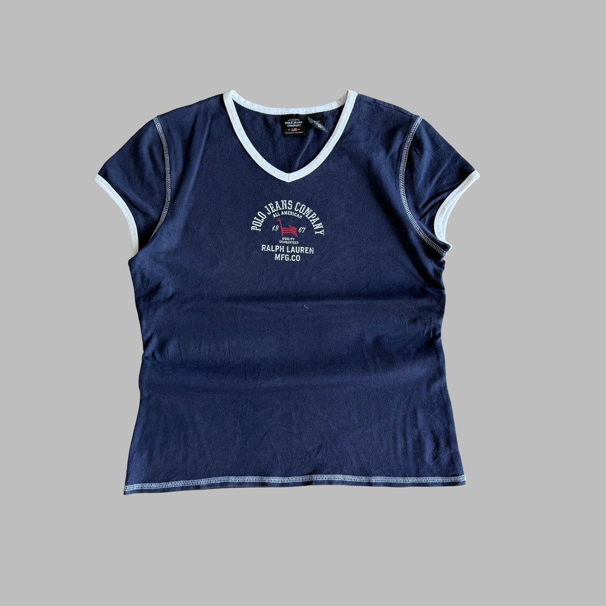 Y2K Ralph Lauren Polo Jeans Co Printed Baby Tee - M