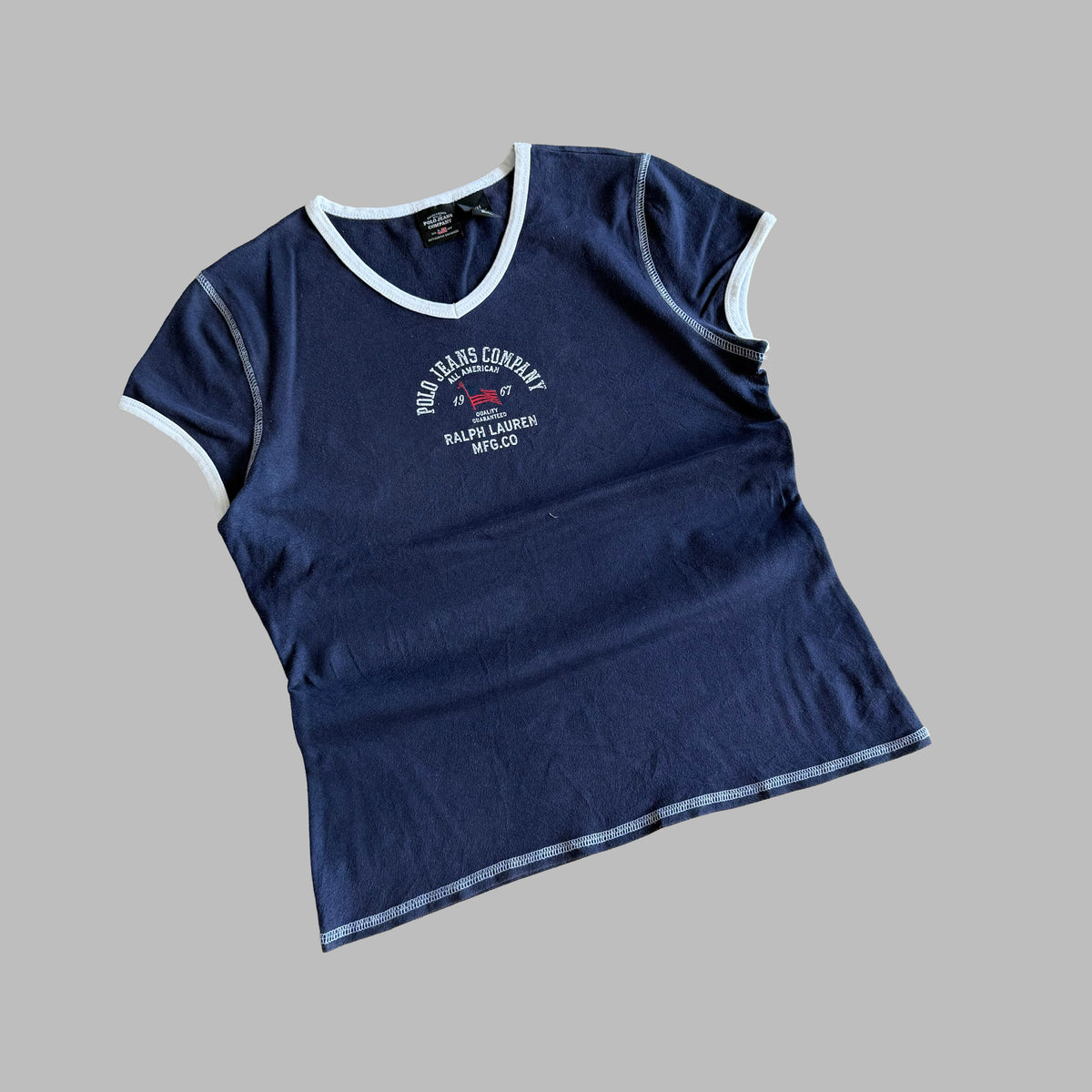 Y2K Ralph Lauren Polo Jeans Co Printed Baby Tee - M