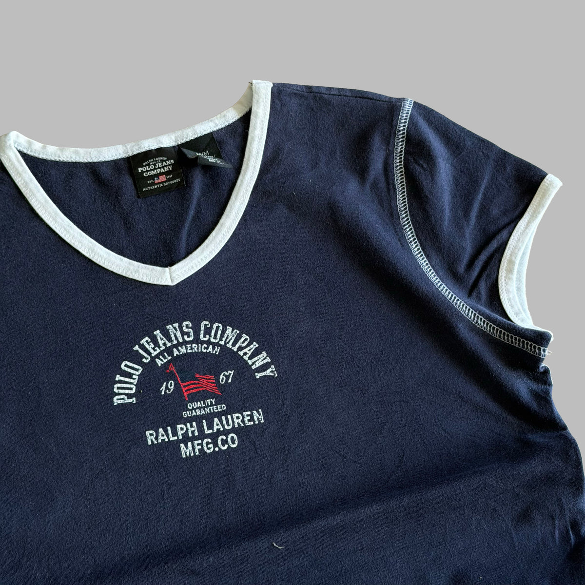 Y2K Ralph Lauren Polo Jeans Co Printed Baby Tee - M