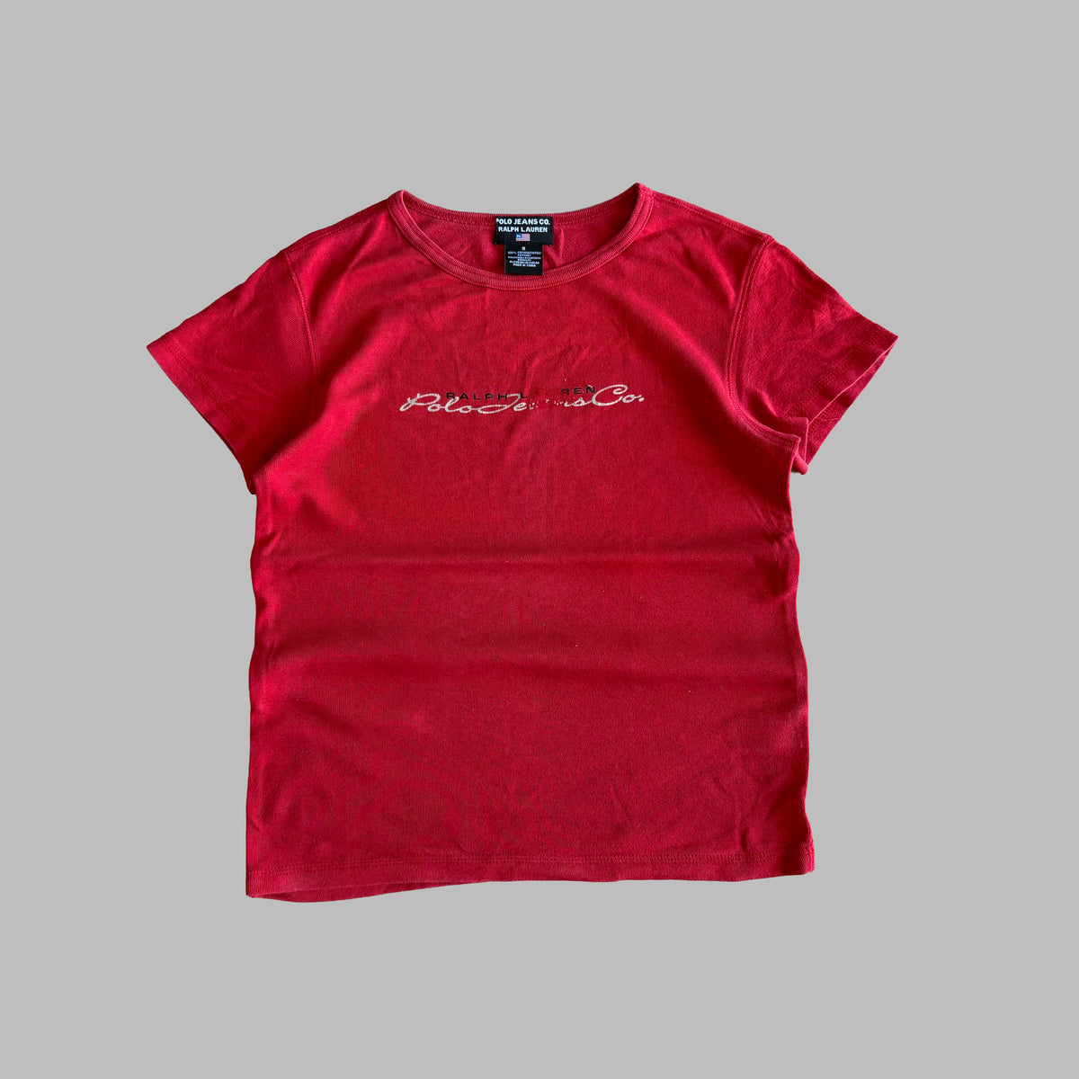 Y2K Ralph Lauren Polo Jeans Co Spell Out Baby Tee - S/M