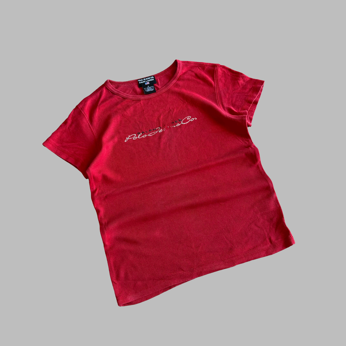 Y2K Ralph Lauren Polo Jeans Co Spell Out Baby Tee - S/M