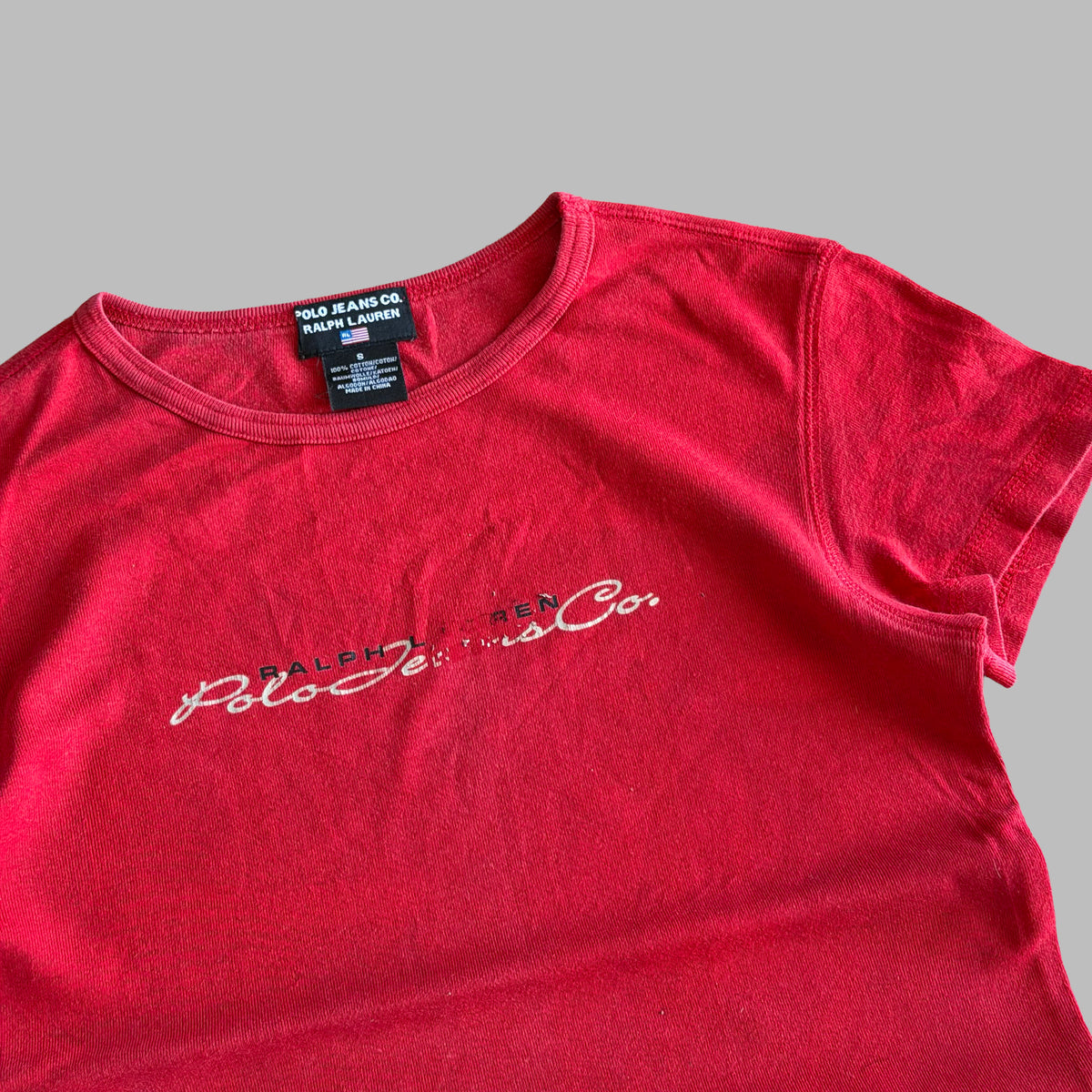 Y2K Ralph Lauren Polo Jeans Co Spell Out Baby Tee - S/M
