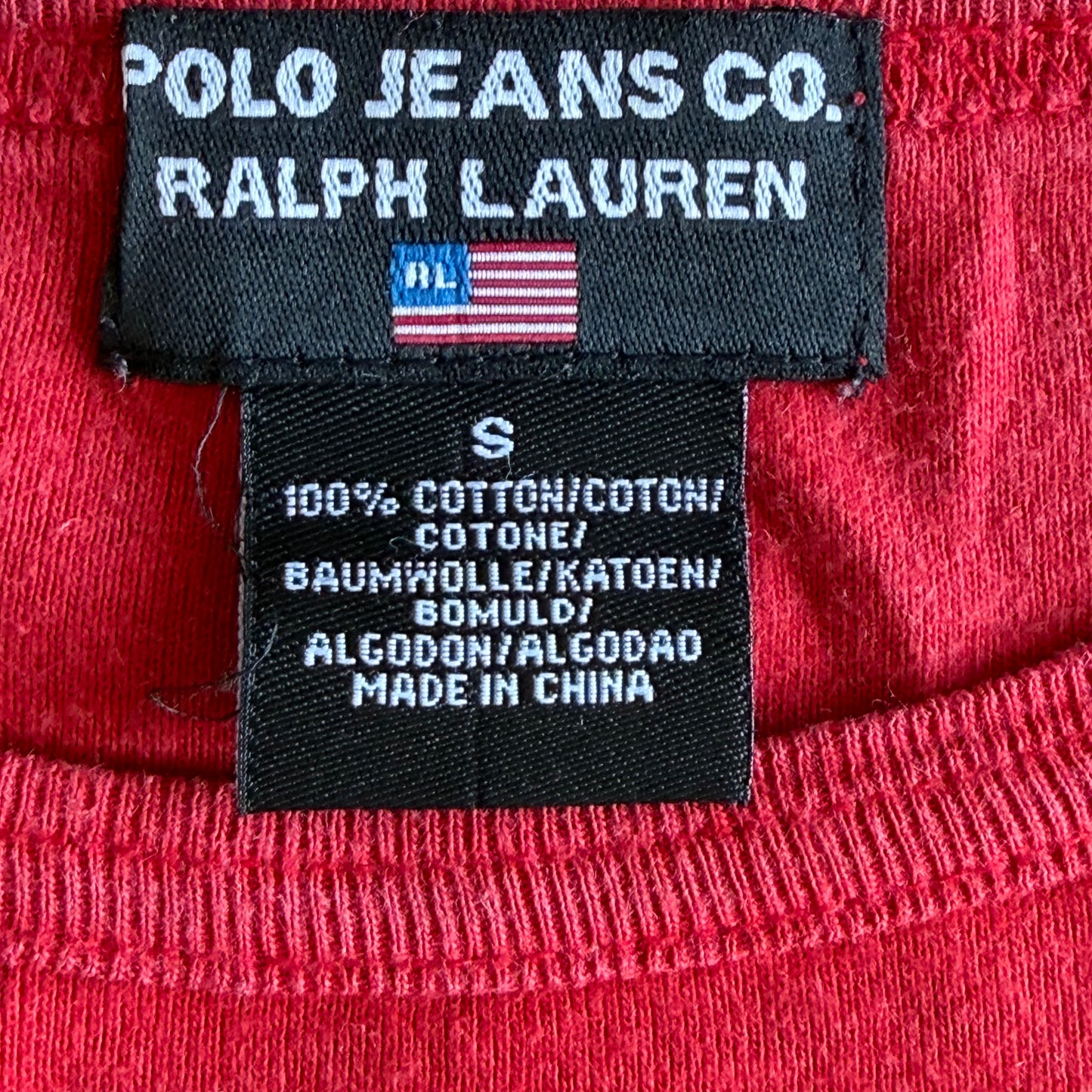 Y2K Ralph Lauren Polo Jeans Co Spell Out Baby Tee - S/M