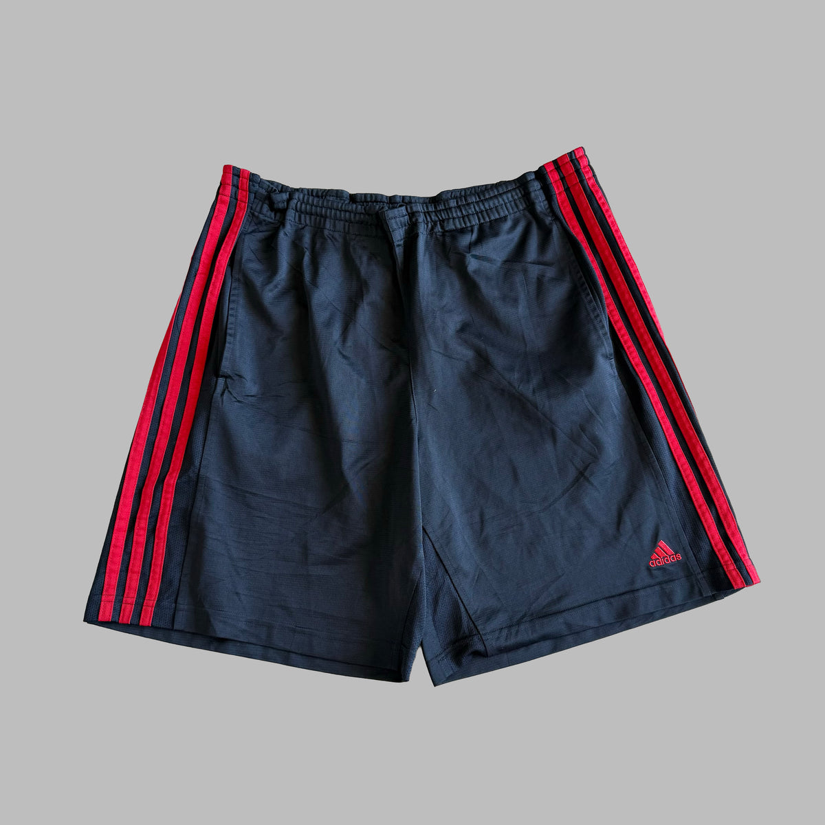 Y2K Adidas Three Stripe Baggy Shorts - L