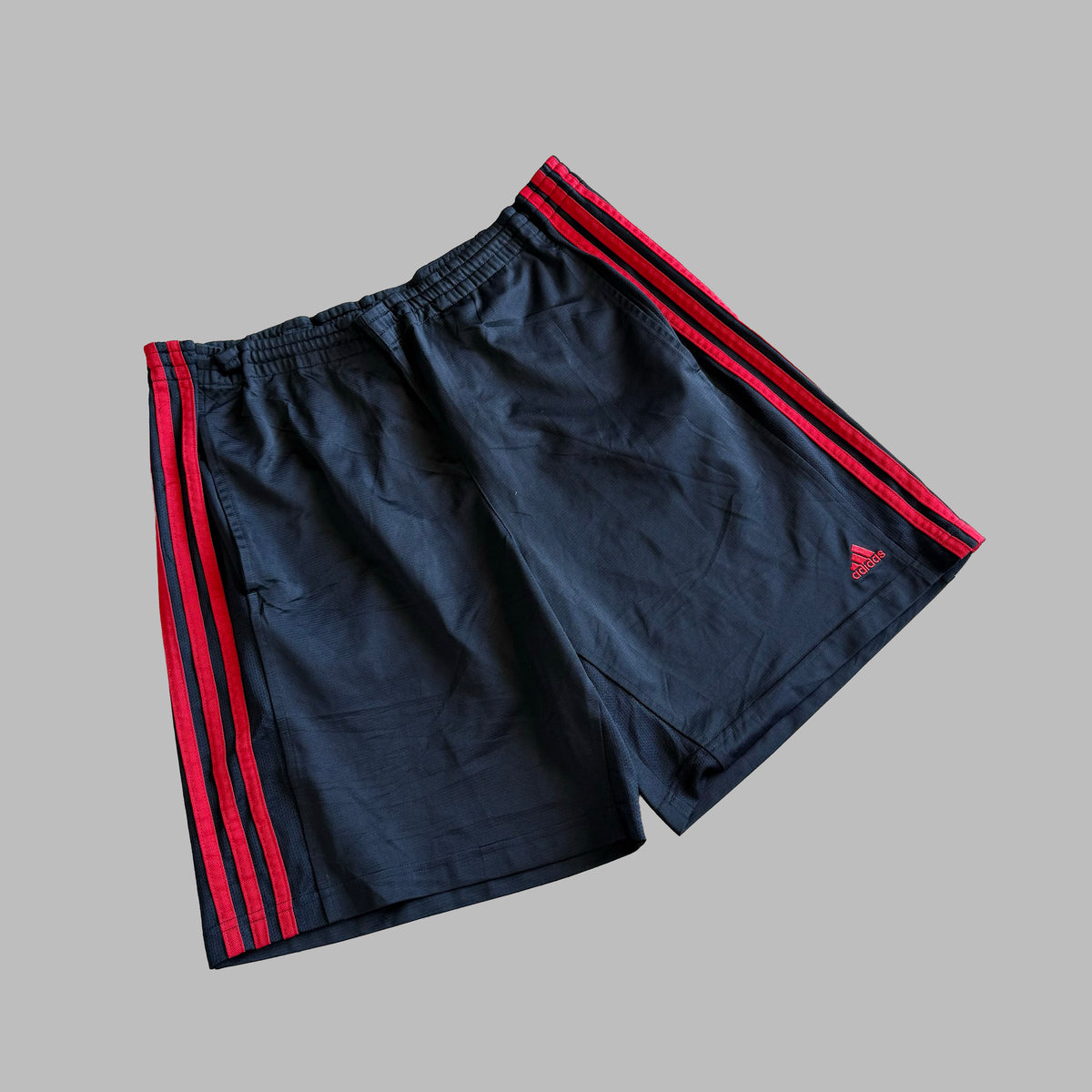Y2K Adidas Three Stripe Baggy Shorts - L