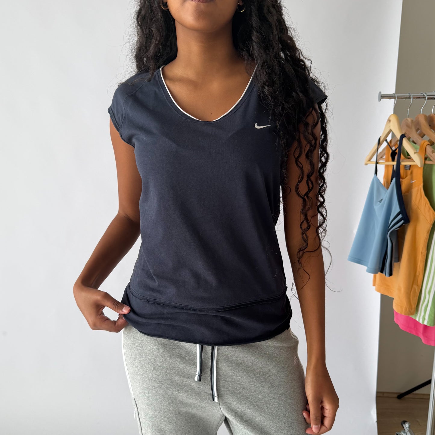 Y2K Nike Swoosh Ringer Top - M