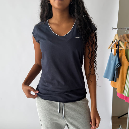 Y2K Nike Swoosh Ringer Top - M