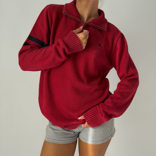 90s Polo Ralph Lauren Striped Quarter Zip - M