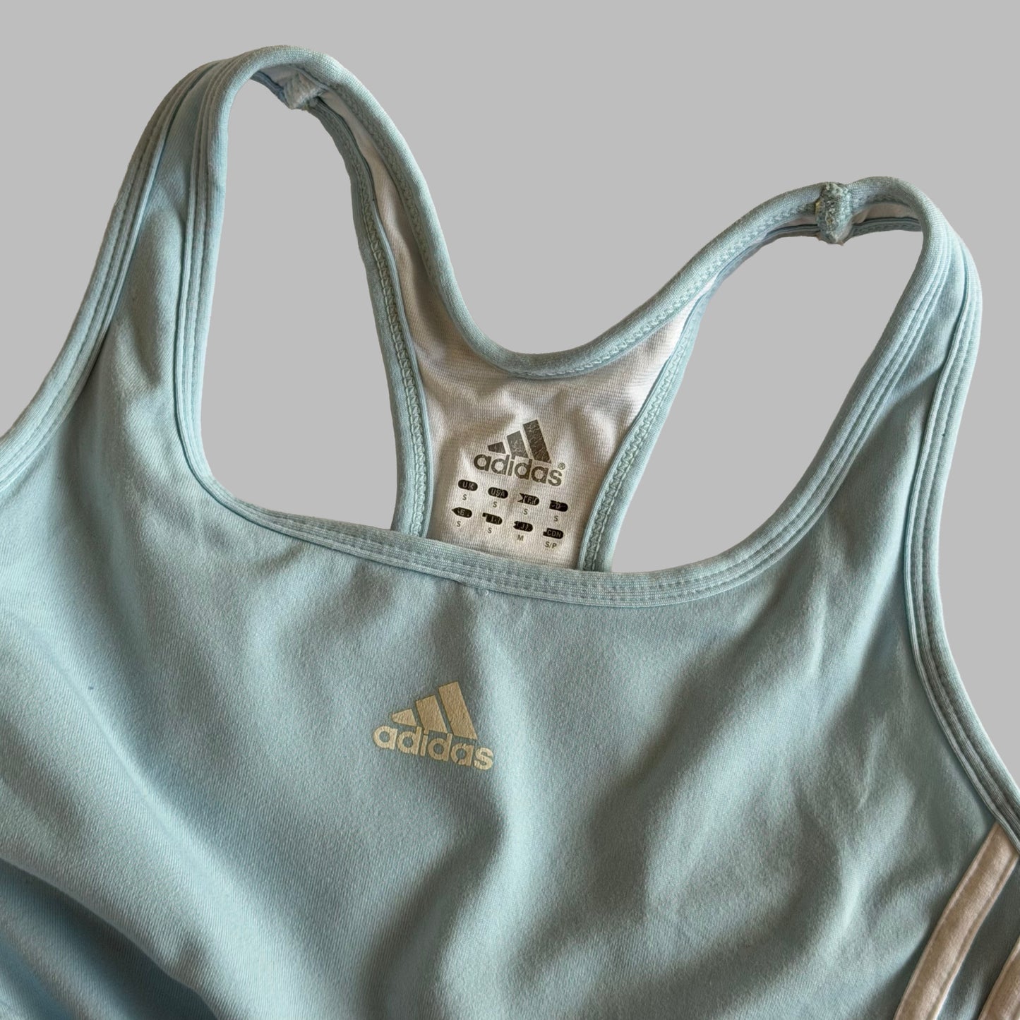 Y2K Adidas Three Stripe Racer-back Activewear Tank - S