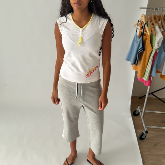 Y2K Adidas Ruched Scoop Neck Top - S/M