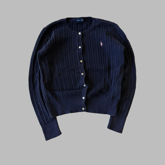00s Ralph Lauren Cable Knit Cardigan - Large