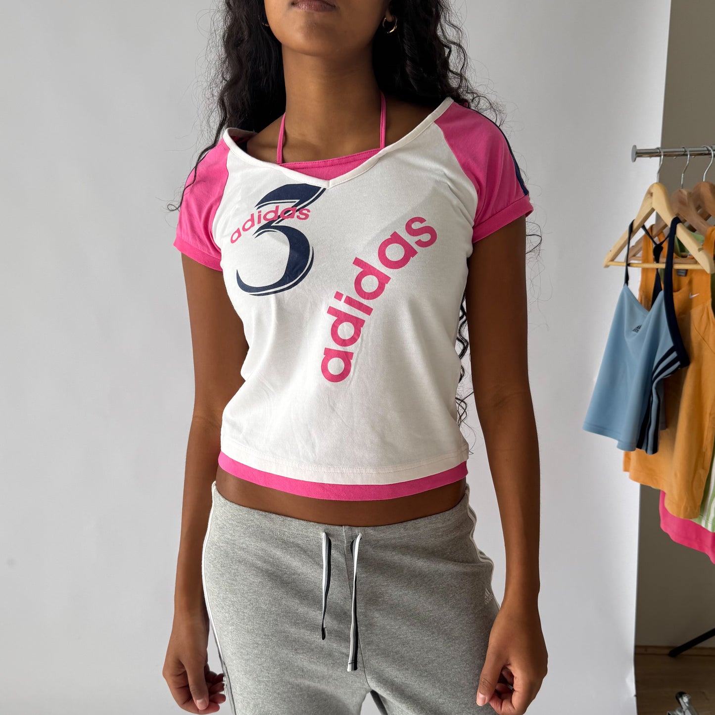 Y2K Adidas Raglan Halter Top - S