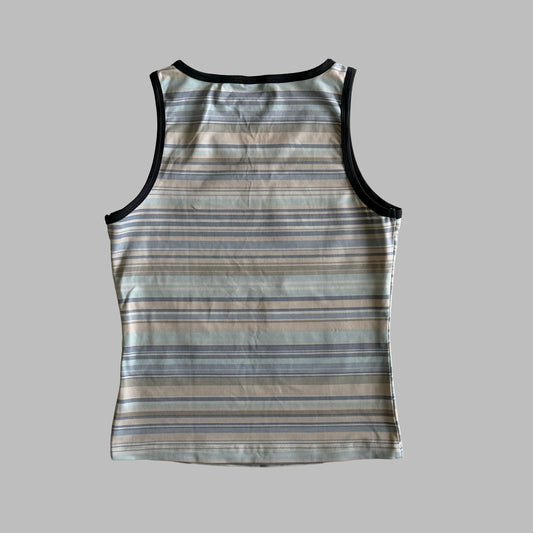 Y2K Nike Striped V-neck Activewear Tank - L/XL