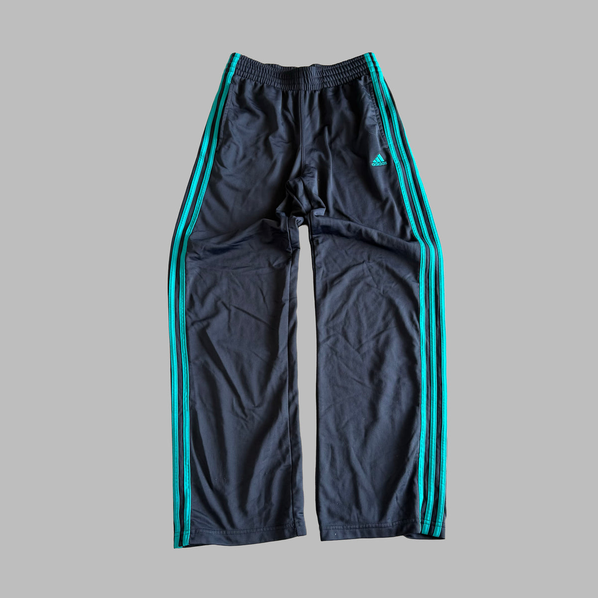 Y2K Adidas Three Stripe Wide Leg Track Pants - S