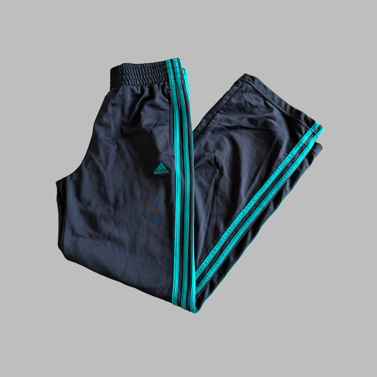 Y2K Adidas Three Stripe Wide Leg Track Pants - S