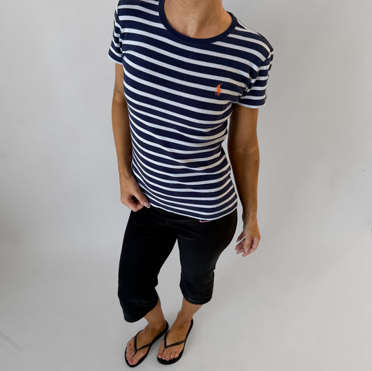 Y2K Ralph Lauren Striped T-Shirt - M