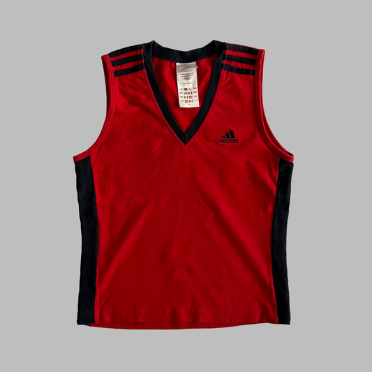 90s Adidas Ringer V-Neck Activewear Tank - M