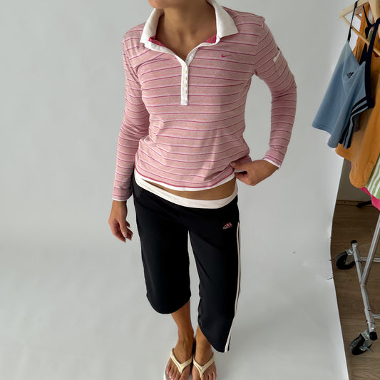 Y2K Nike Striped Polo Longsleeve - XS