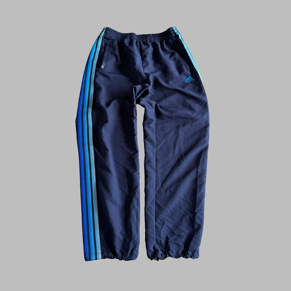 Y2K Adidas Three Stripe Baggy Track Pants - M