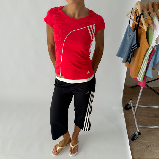 Y2K Adidas Three Stripe Activewear Top - S/M