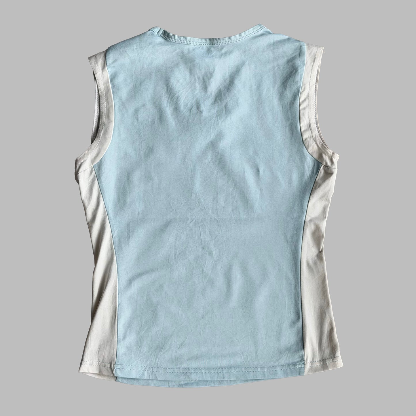 Y2K Adidas Panelled V-Neck Activewear Tank - S