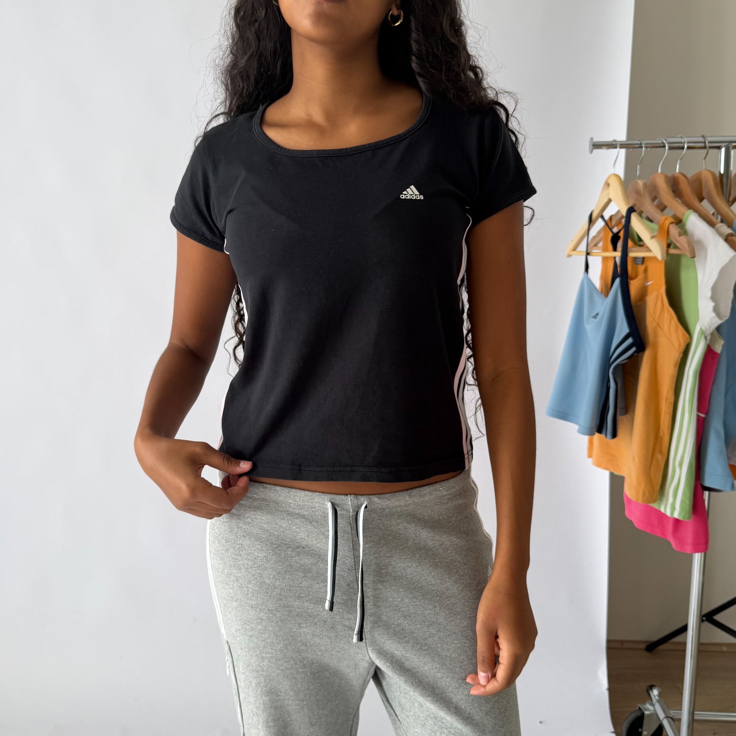 Y2K Adidas Three Stripe Top - L