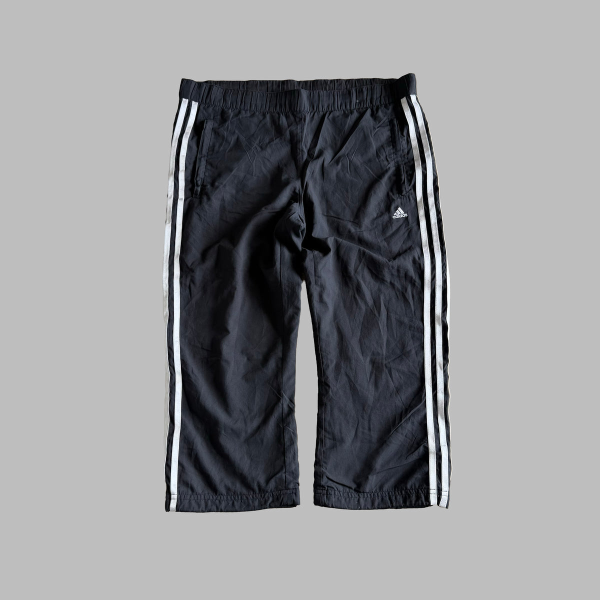 Y2K Adidas Three Stripe 3/4 Length Track Pants - M