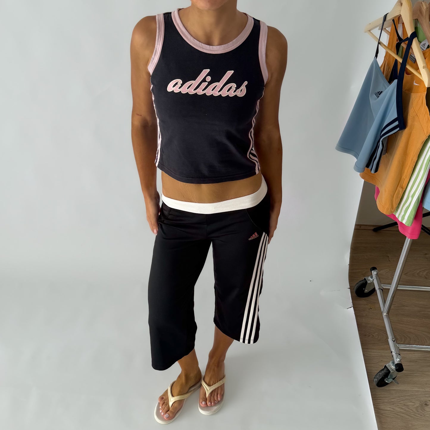 Y2K Adidas Spell Out Fitted Tank - XS/S
