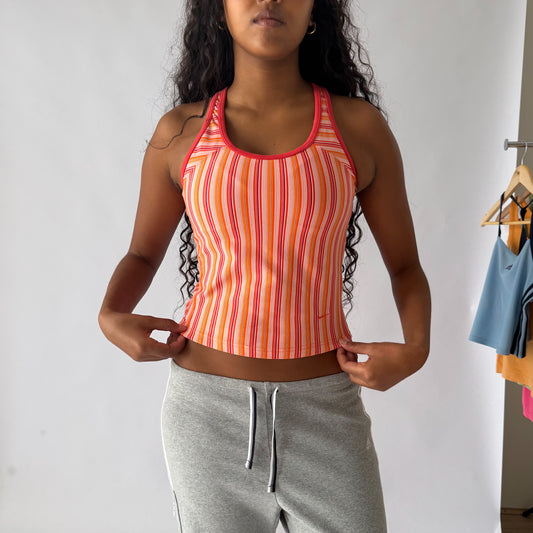 Y2K Nike Striped Rcerback Activewear Tank - M