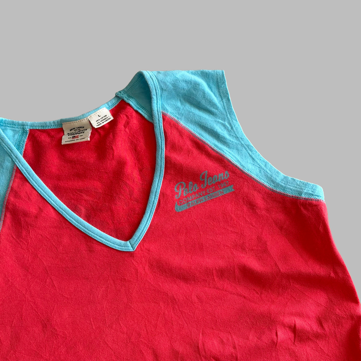 Y2K Ralph Lauren Polo Jeans Co Colour Block Tank - L