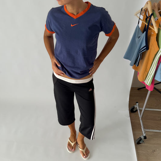 Y2K Nike Centre Swoosh Ringer Tee - S