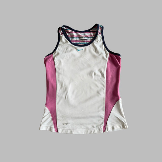 Y2K Nike Panelled Ringer Activewear Tank - M/L