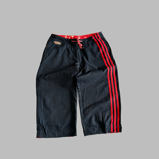 Y2K Adidas Three Stripe Activewear Capris - M