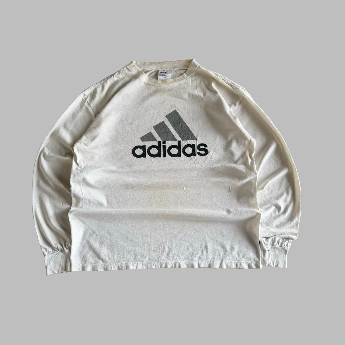 90s Adidas Spell Out Long Sleeve T-Shirt - L
