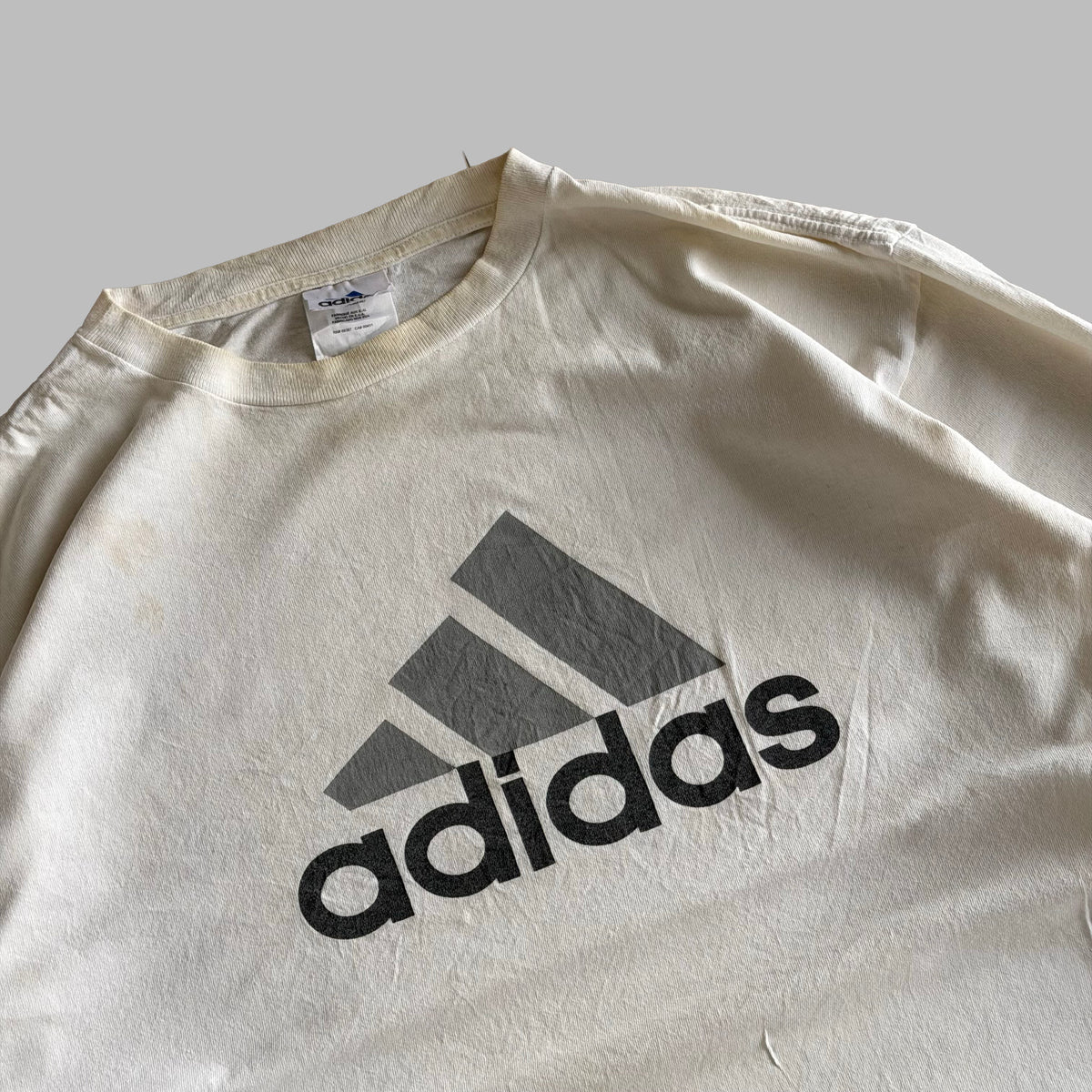 90s Adidas Spell Out Long Sleeve T-Shirt - L