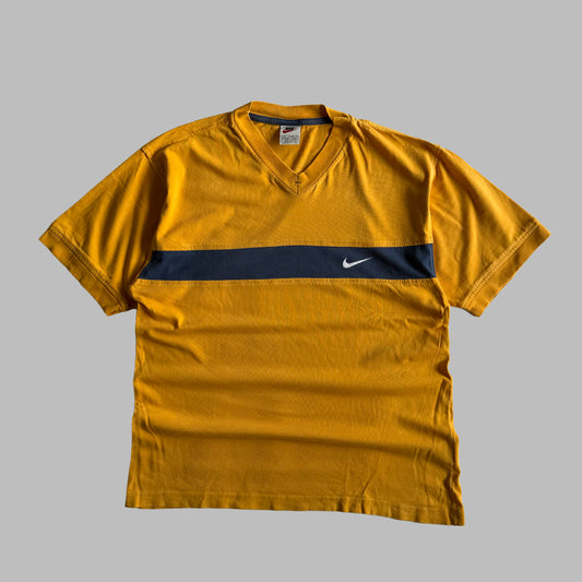 90s Nike Single Swoosh Striped T-Shirt - S