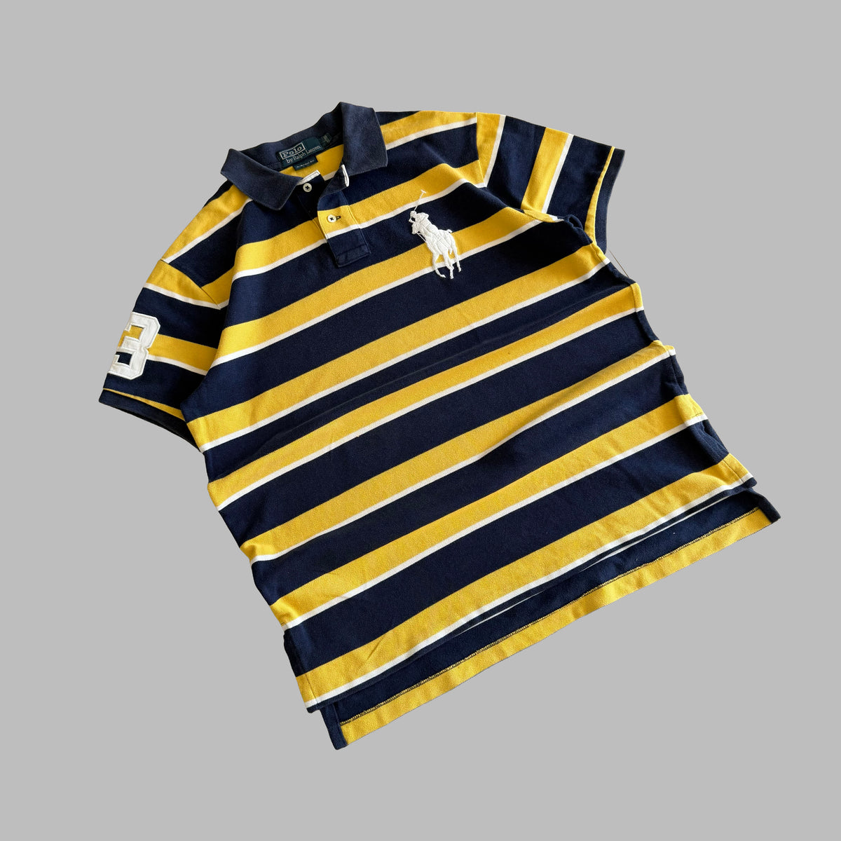 90s Ralph Lauren Striped Polo T-Shirt - L