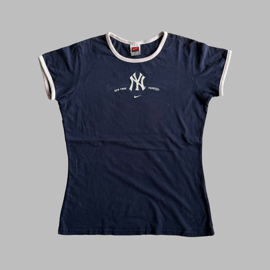90s Nike Yankees Synched Ringer Tee - L