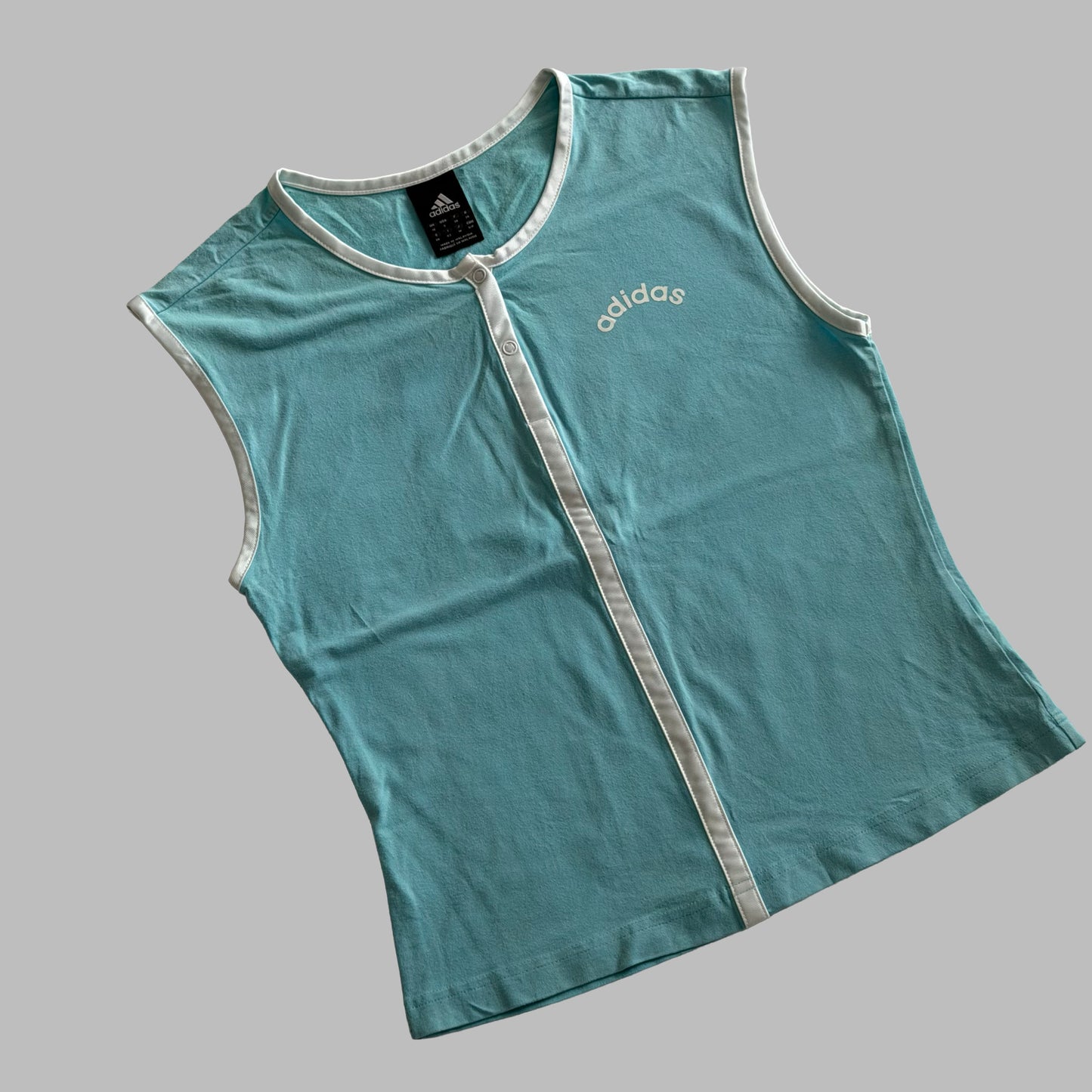 Y2K Adidas Spell Out Henley Tank - M/L
