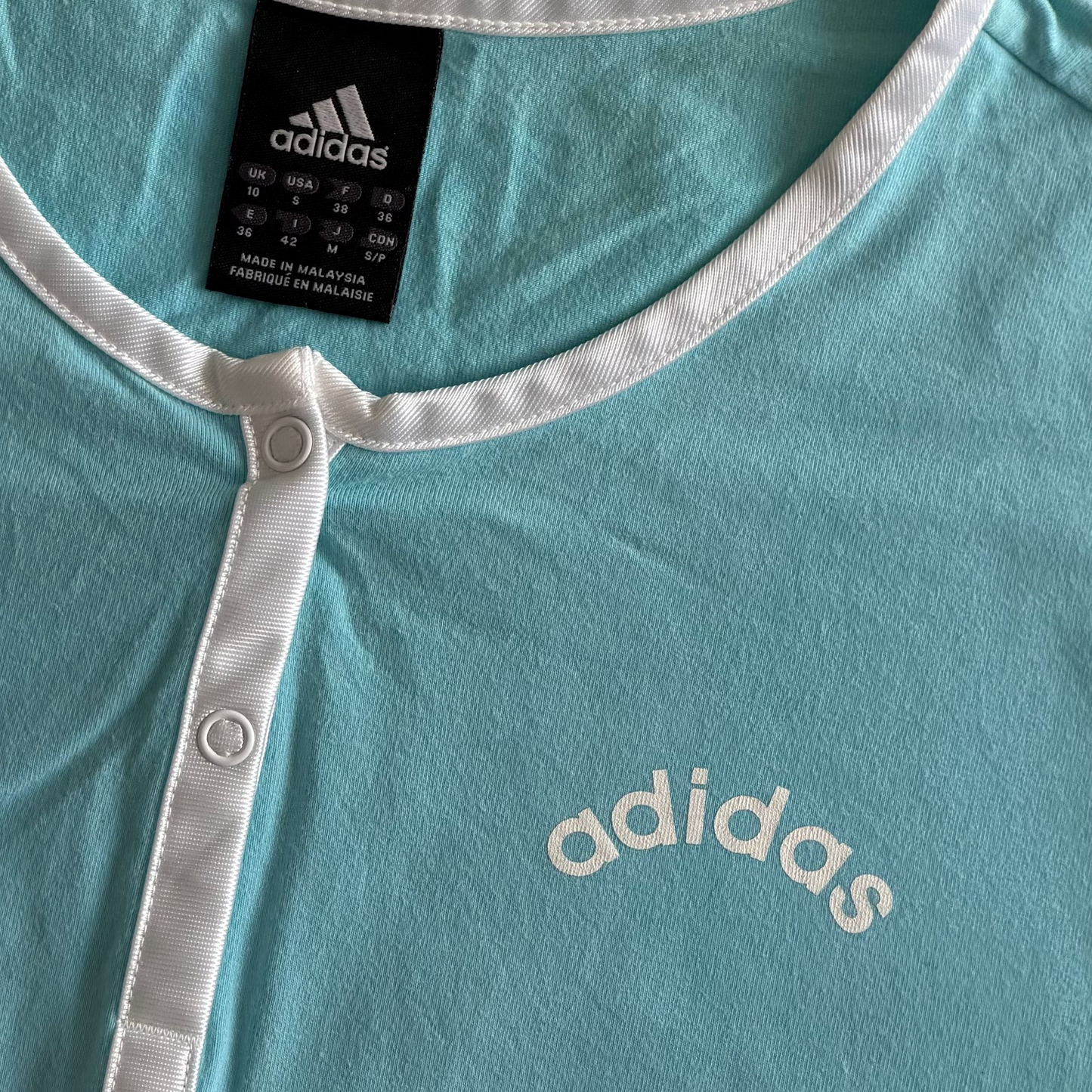 Y2K Adidas Spell Out Henley Tank - M/L