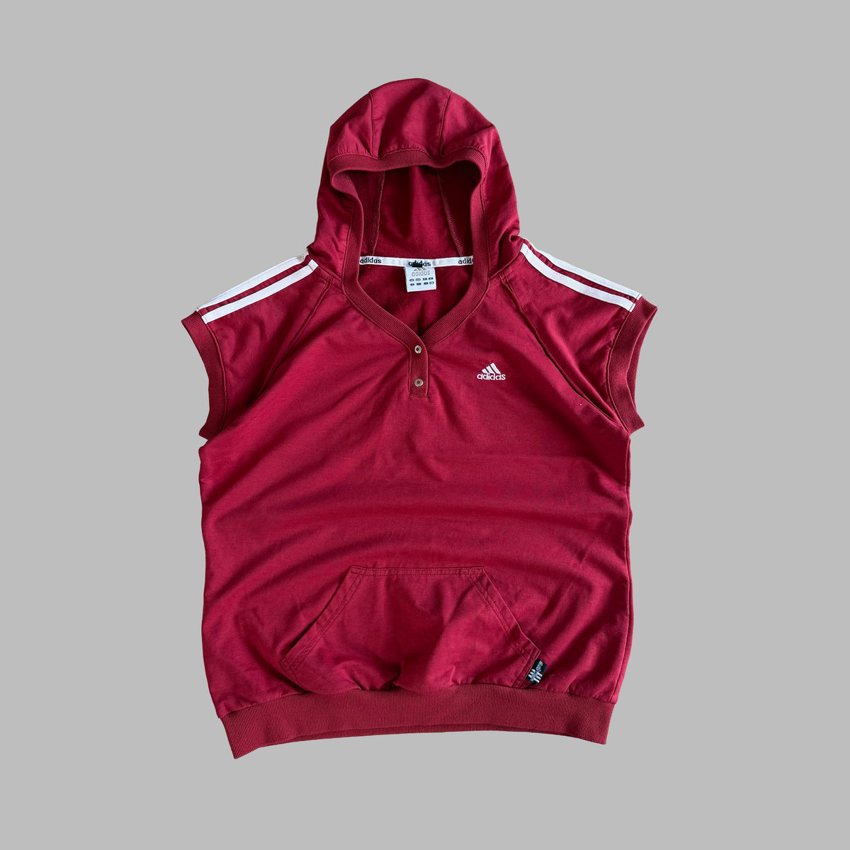 Y2K Adidas Three Stripe Hooded Top - M