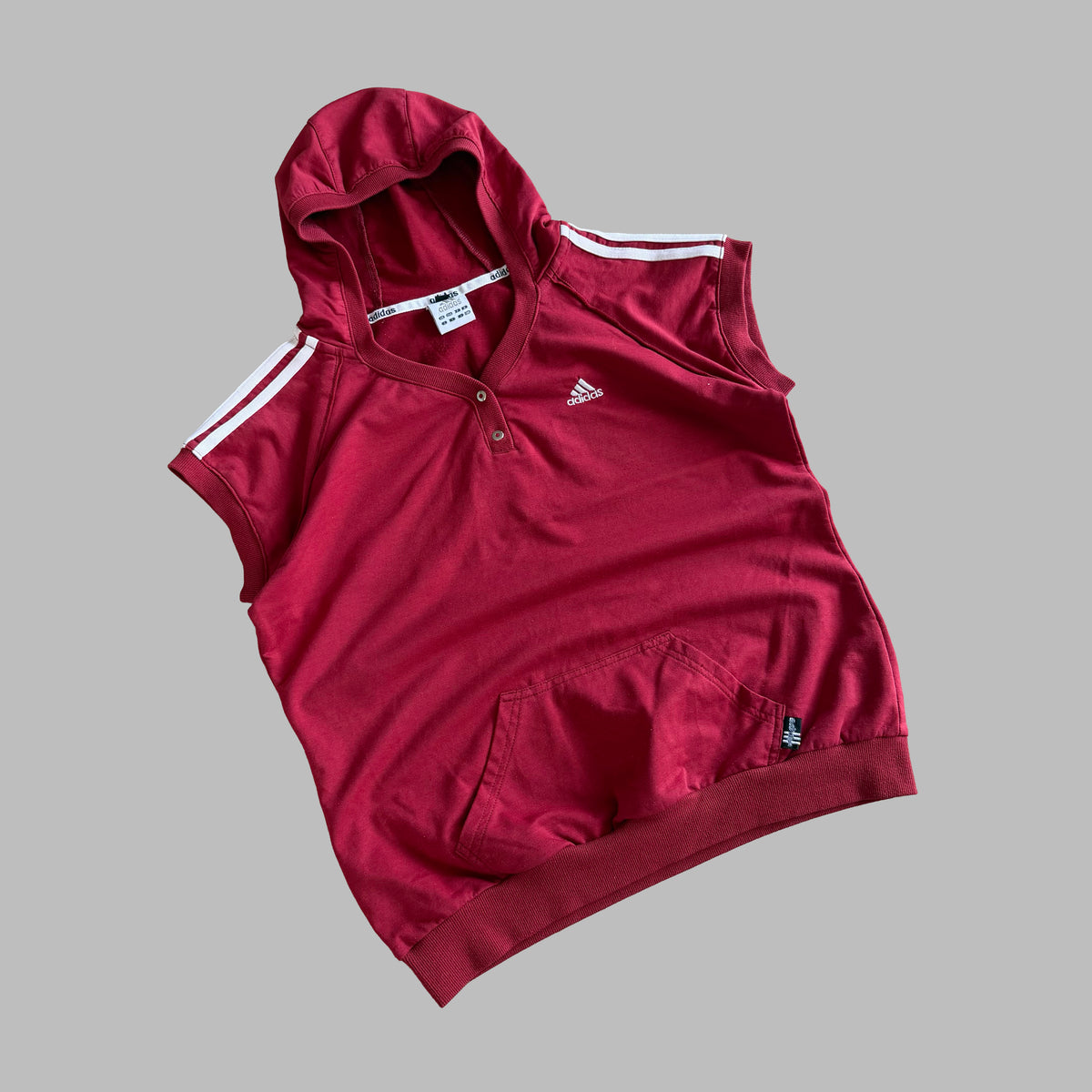 Y2K Adidas Three Stripe Hooded Top - M
