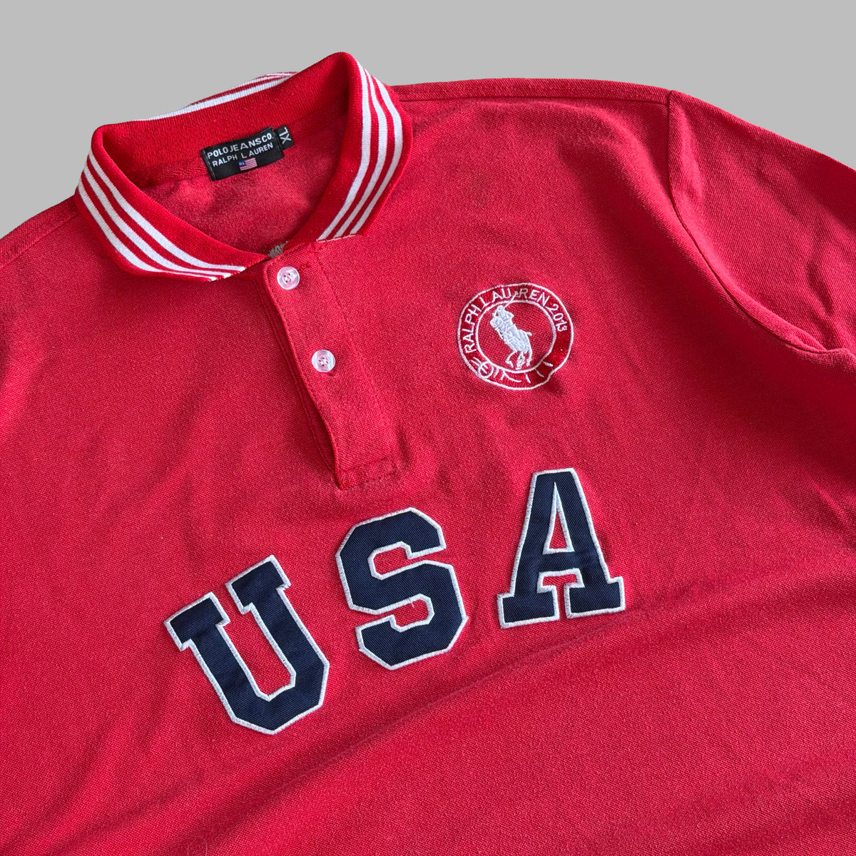Y2K Ralph Lauren Polo Jeans Co Varsity Polo T-Shirt - L