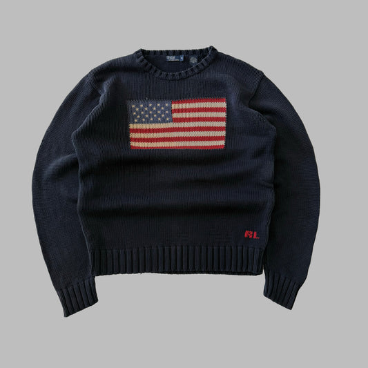 00s Ralph Lauren Flag Heavy Knit - XL