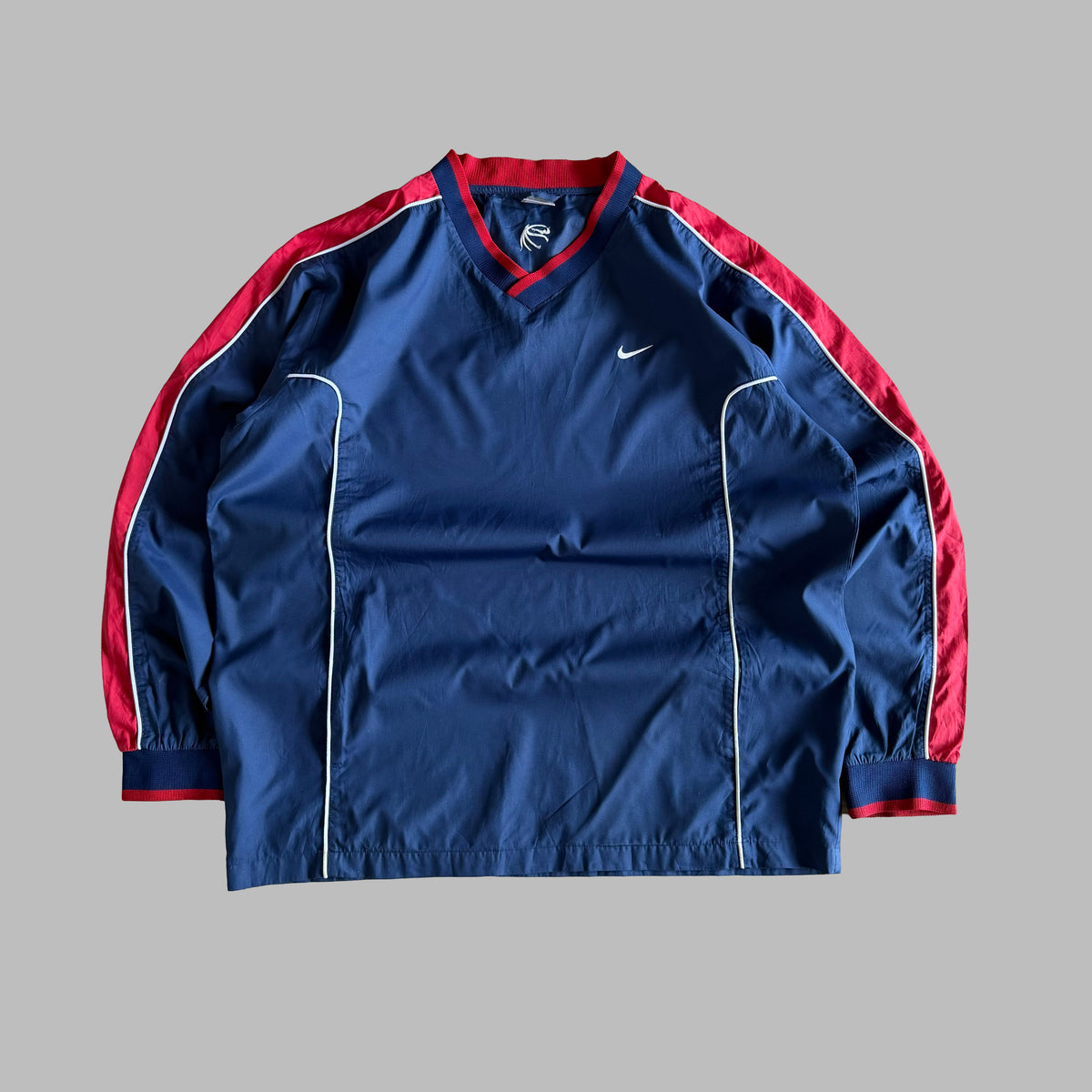 Y2K Nike Striped V-Neck Windbreaker Pullover - XL/XXL